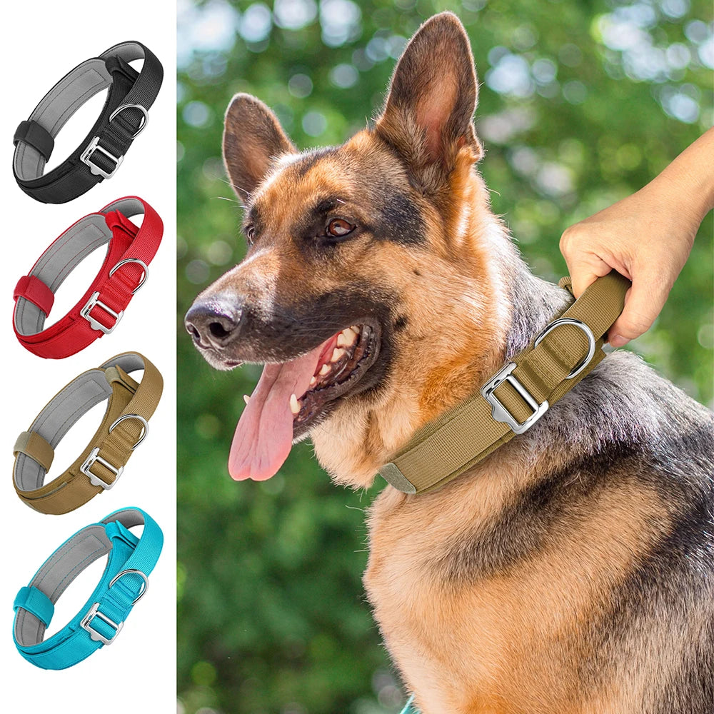 Military Tactical Dog Collar With Handle Durable Nylon Pet Training Collars Quick Control For Medium Large Dogs French Bulldog