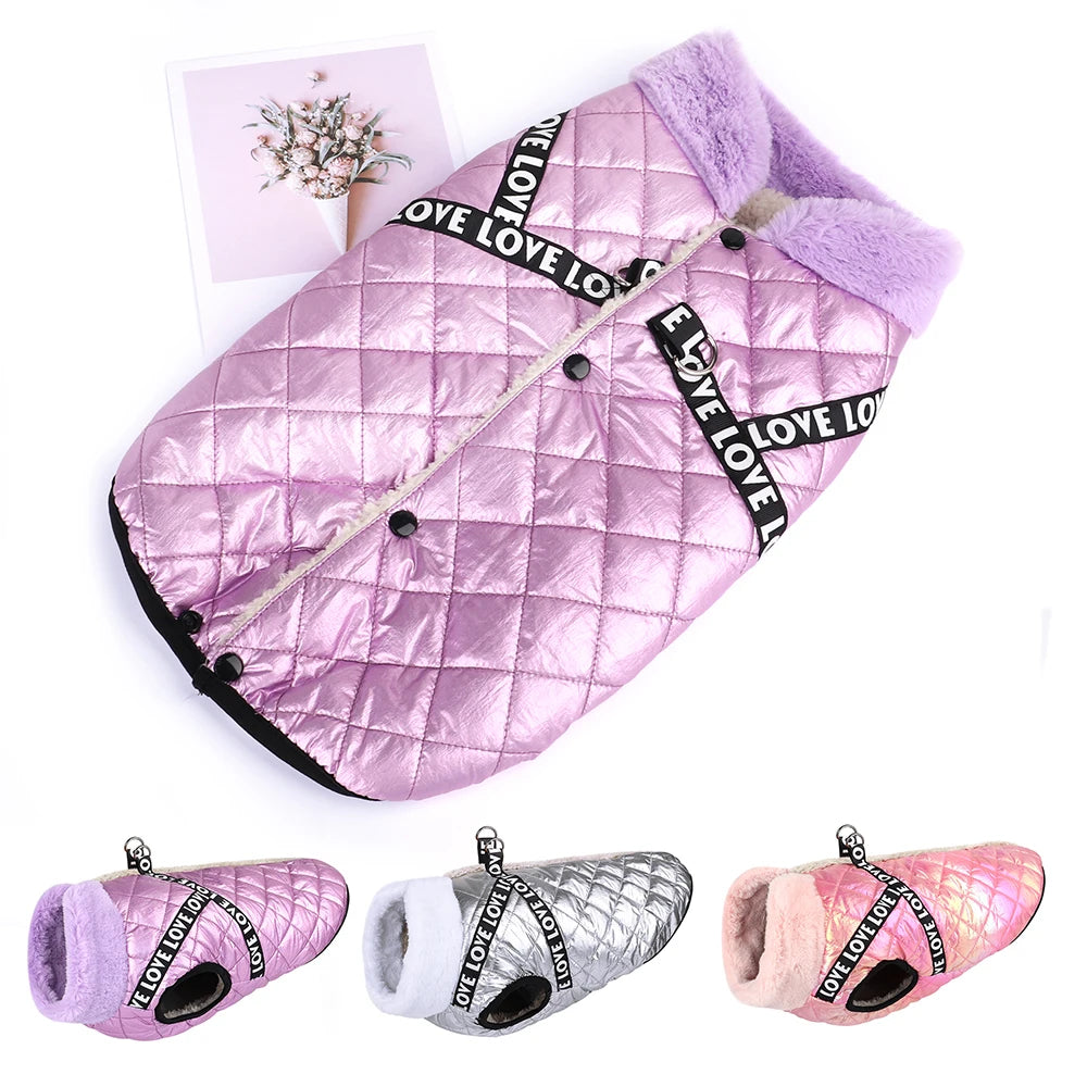 Waterproof Dog Vest Clothes Warm Fur Padded Dogs Clothing Coat With Fur High Collar Winter Pet Clothing for Small Medium Dogs